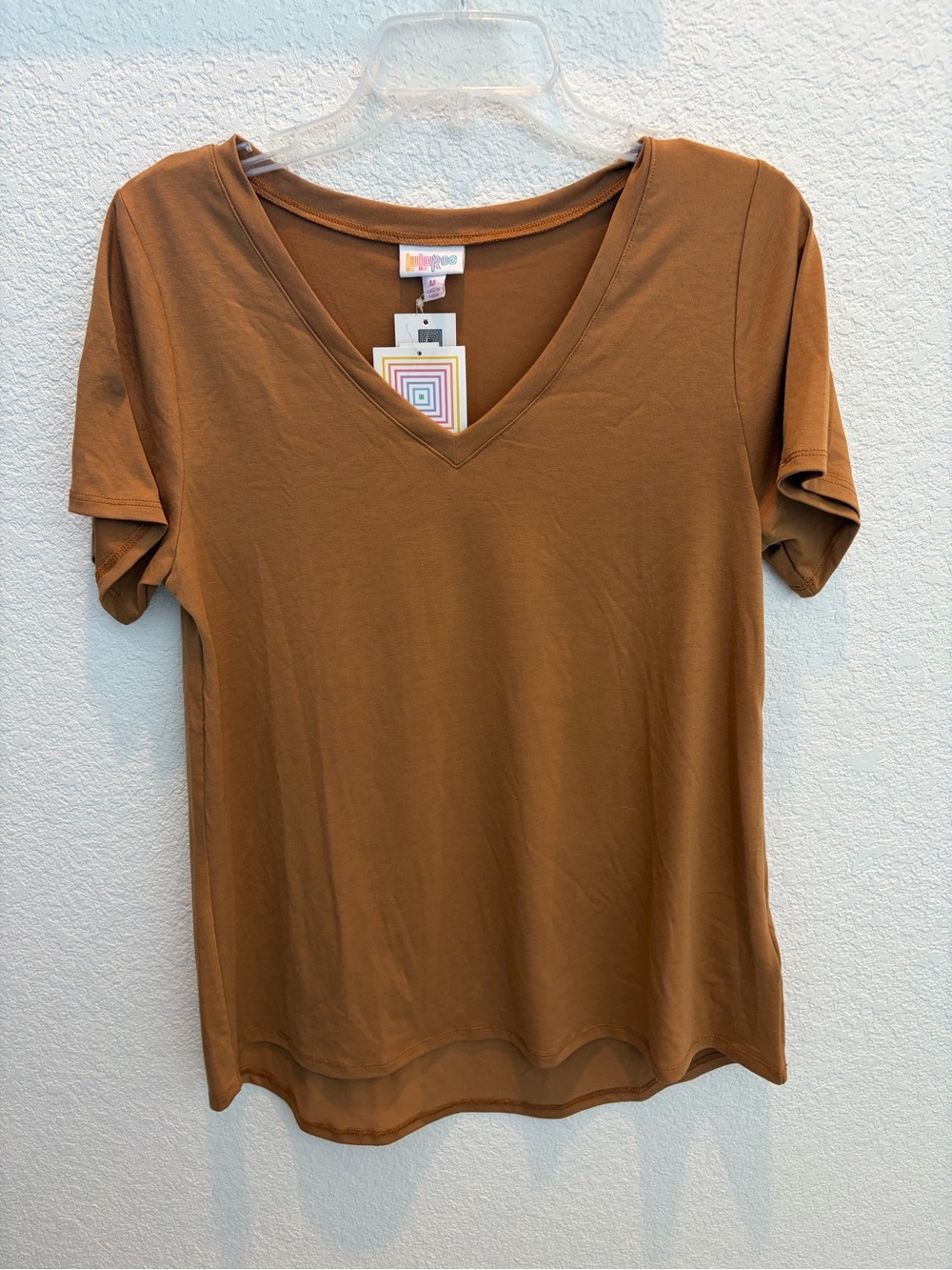 LuLaRoe Christy V-Neck Short Sleeve Tee - Brown